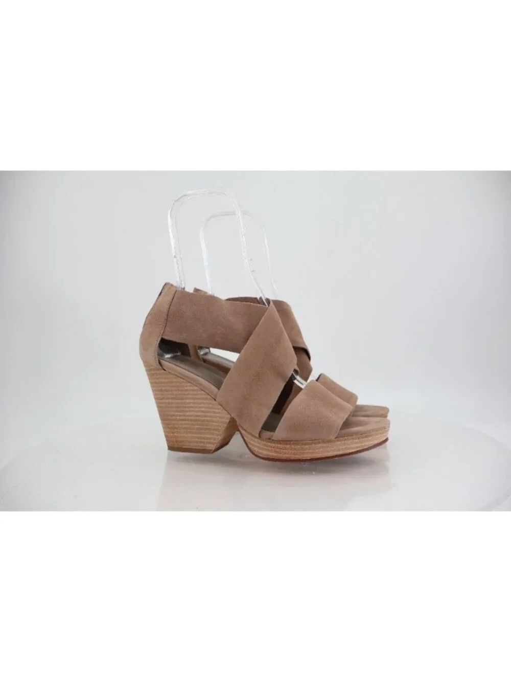 Eileen Fisher Women's Ellis Sandal Size 10 Block Heel Wedge Brown Leather